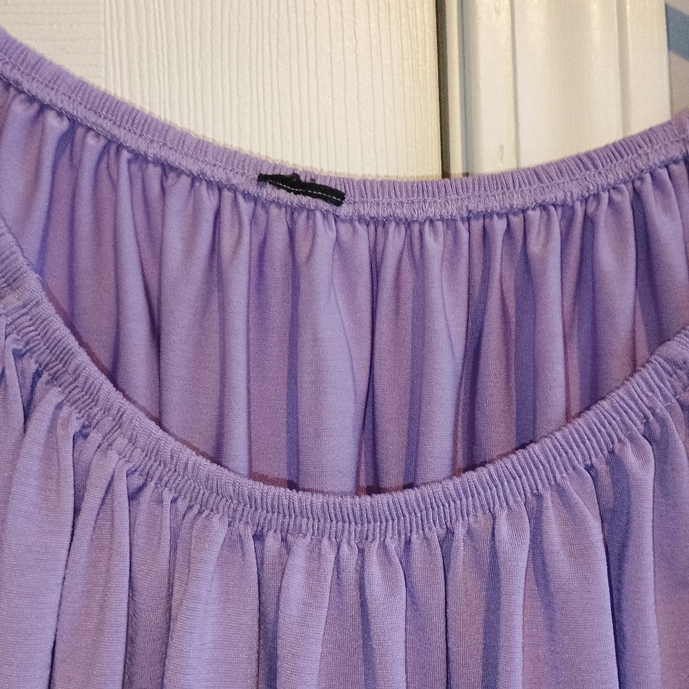 Lavender Off‎ Shoulder Tunic Dress Embroidered Bell Sleeves Boho Flowy Plus 1X - Picture 7 of 12